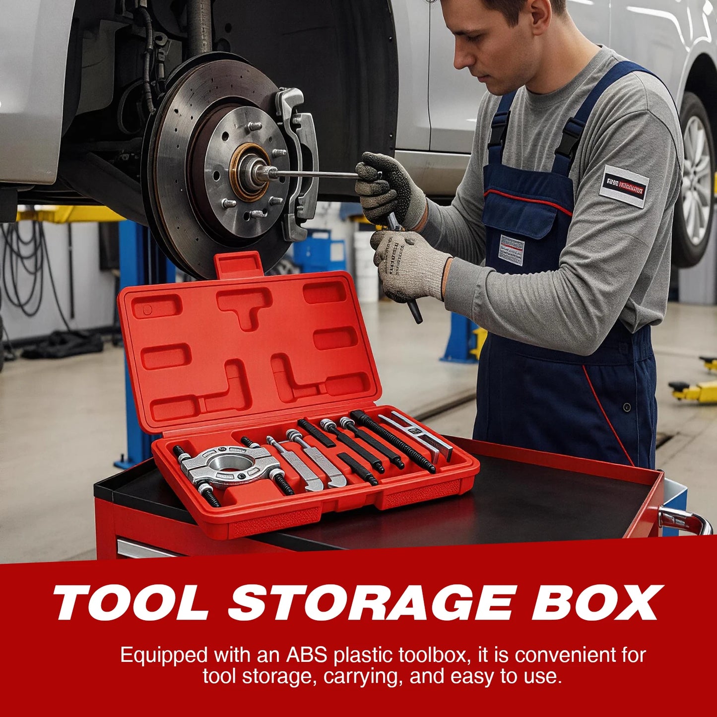 9PCS Heavy Duty Bearing Separator Puller Kit, Portable Wheel Bearing Removal Tool Set with ABS Storage Case