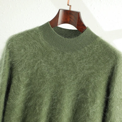 High-end brushed 100% pure cashmere warm men's half turtle neck new autumn and winter Joker knit bottoming shirt.