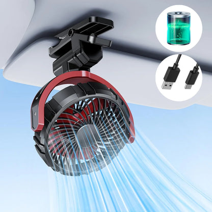 Eary Car Clip On Fan With 2000mAh Battery Usb Rechargeable Fan 900° Rotate Portable Air Cooling Fans Car Electronic Accessories