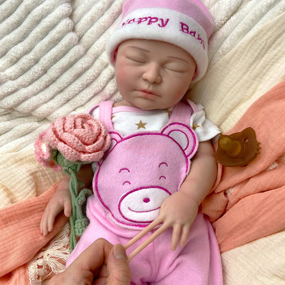 55cm Weighted Girl Can Use Pacifiers Silicone Ryeborn Baby Lifelike 3D Skin Tone Display Rebirth Doll for Photography