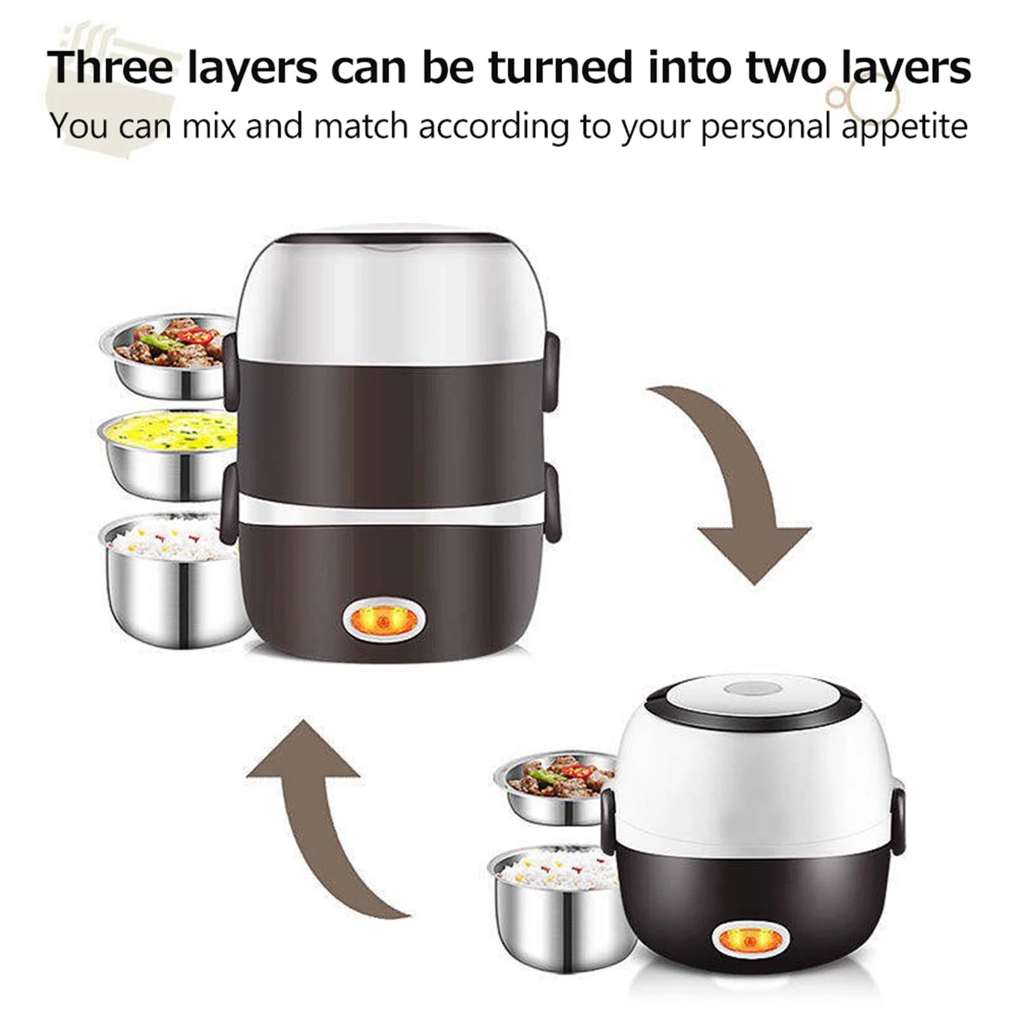 Electric Lunch Box Three layers Stainless Steel Heating Rice Office Worker Plug In Electric Heating Thermal Insulation Lunch Box