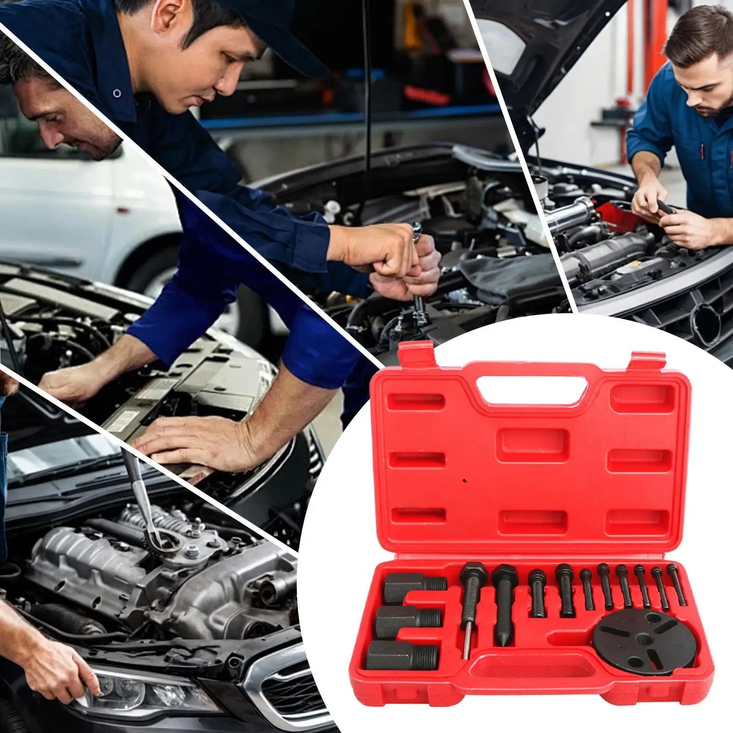 Car Air Conditioning Clutch Removal Repair Tool Set, Universal AC Clutch Mounting Disassembly Tools, Durable Mechanical