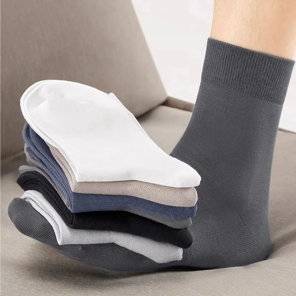 Men's Modal Cotton Spring/Summer Breathable Anti-Odor Sports Socks; Breathable Business Mid-Calf Socks 7PCS