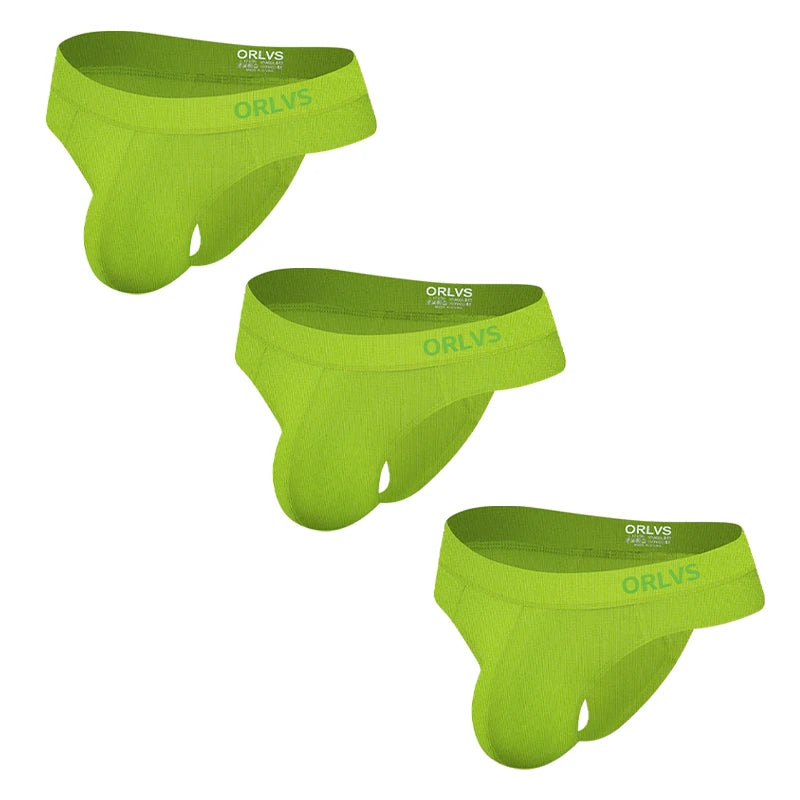 3 PCS Men's ORLVS Ice Silk Modal Thongs Soft Breathable Low Rise Comfortable Underwear