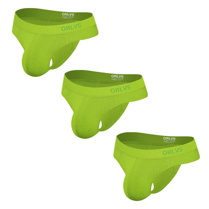 3 PCS Men's ORLVS Ice Silk Modal Thongs Soft Breathable Low Rise Comfortable Underwear
