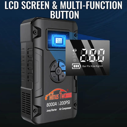 4-IN-1 Portable 8000A Car Jump Starter Power Bank 12V Starting Device 150PSI Air Pump Car Battery Boosters Emergency Car Starter