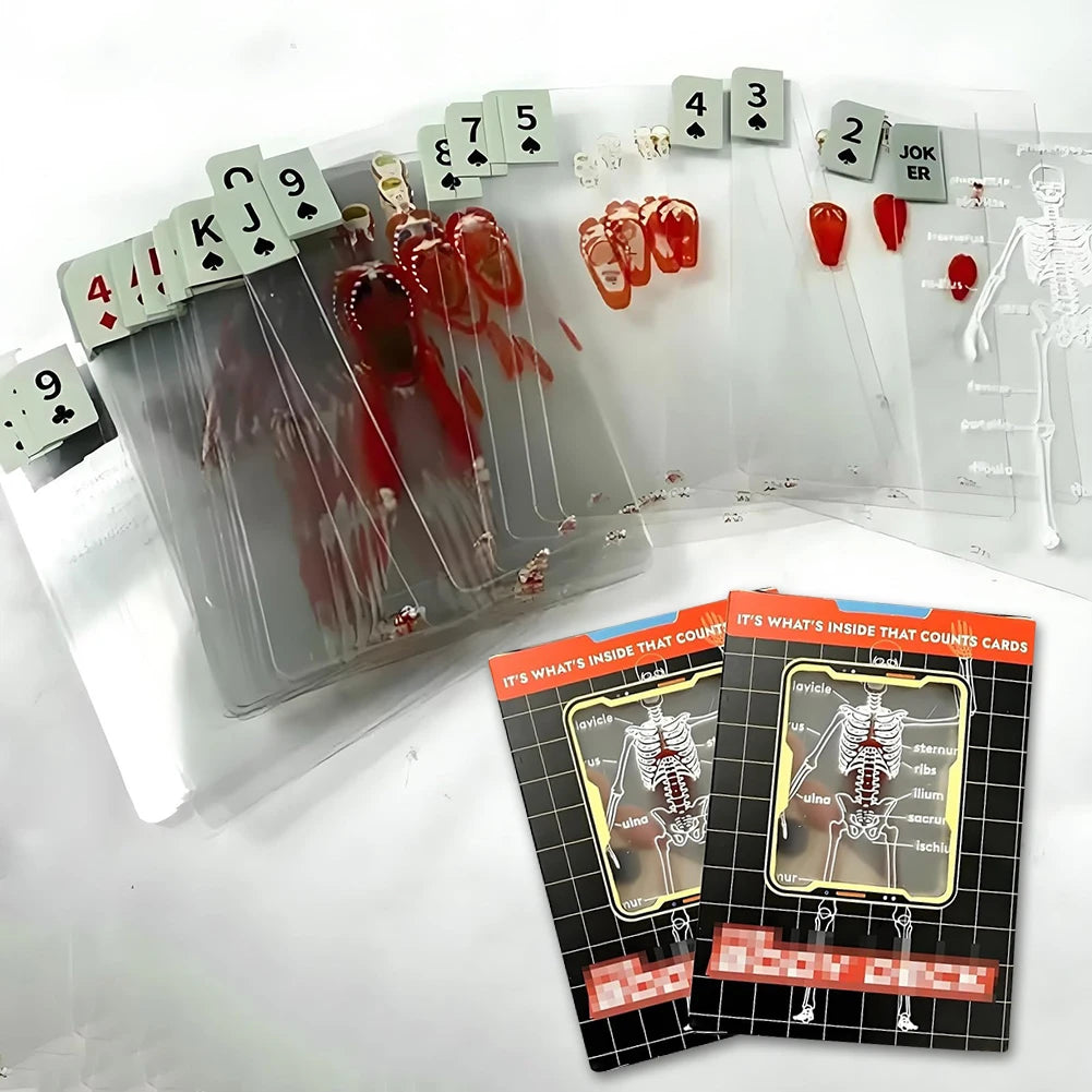 1-3PCS Human Anatomy Poker Cards The Body Deck Skeleton Playing Cards Waterproof Plastic Playing Cards Fun Halloween Board Game