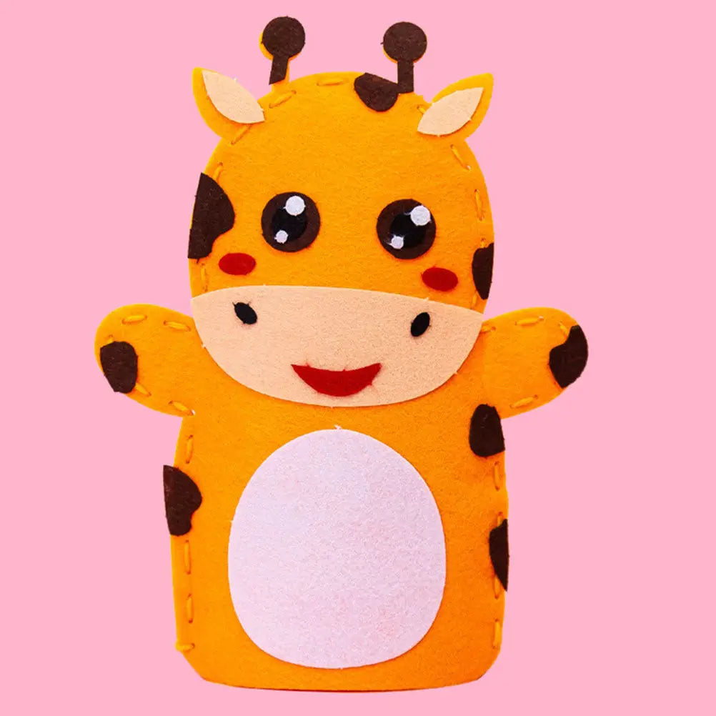 8Pcs Kids Hand Puppet Materials Kit Nonwoven DIY Sewing Craft Cartoon Pattern Early Development Craft Set Kids Education Toys