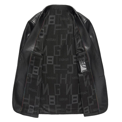 2025 Men's Slim Fit Leather Jacket High-Quality Fashion Trend All-Matching Autumn Winter Blazer for Stylish Men