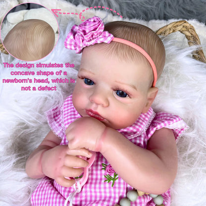 MRB 20Inch  Reborn Baby Doll LouLou Awake Princess Girl Open Blue Eyes 3D Skin Visible Veins Collectible Doll Toy Christmas Gift