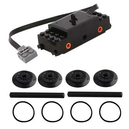 4-in-1 Technical MOC Building Blocks Power Functions Bundle: Train Motor + IR Remote Control + Receiver + Battery Box Case