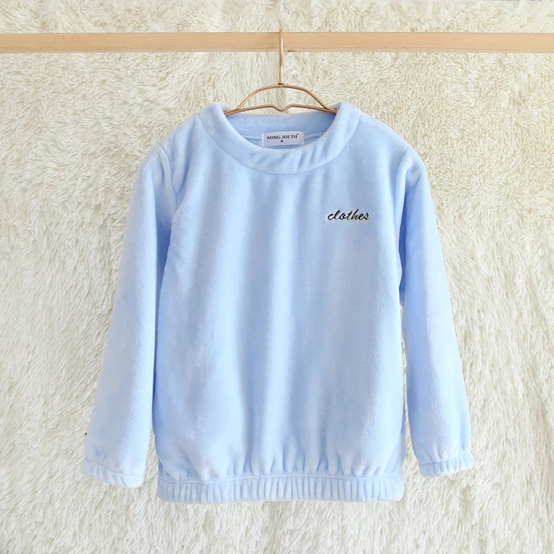 Thiened Coral Fce Spwear Men's Winter Home Clothes Long Sve round Ne Pullover Flannel Soft Warm Casual Top