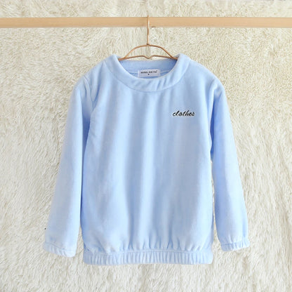 Thiened Coral Fce Spwear Men's Winter Home Clothes Long Sve round Ne Pullover Flannel Soft Warm Casual Top