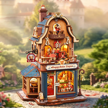 Bear Toy Shop Building Blocks 305 Pcs LED Light Music,3D Wooden Puzzles for Adults, Kids Gift Birthday Present Room Decor