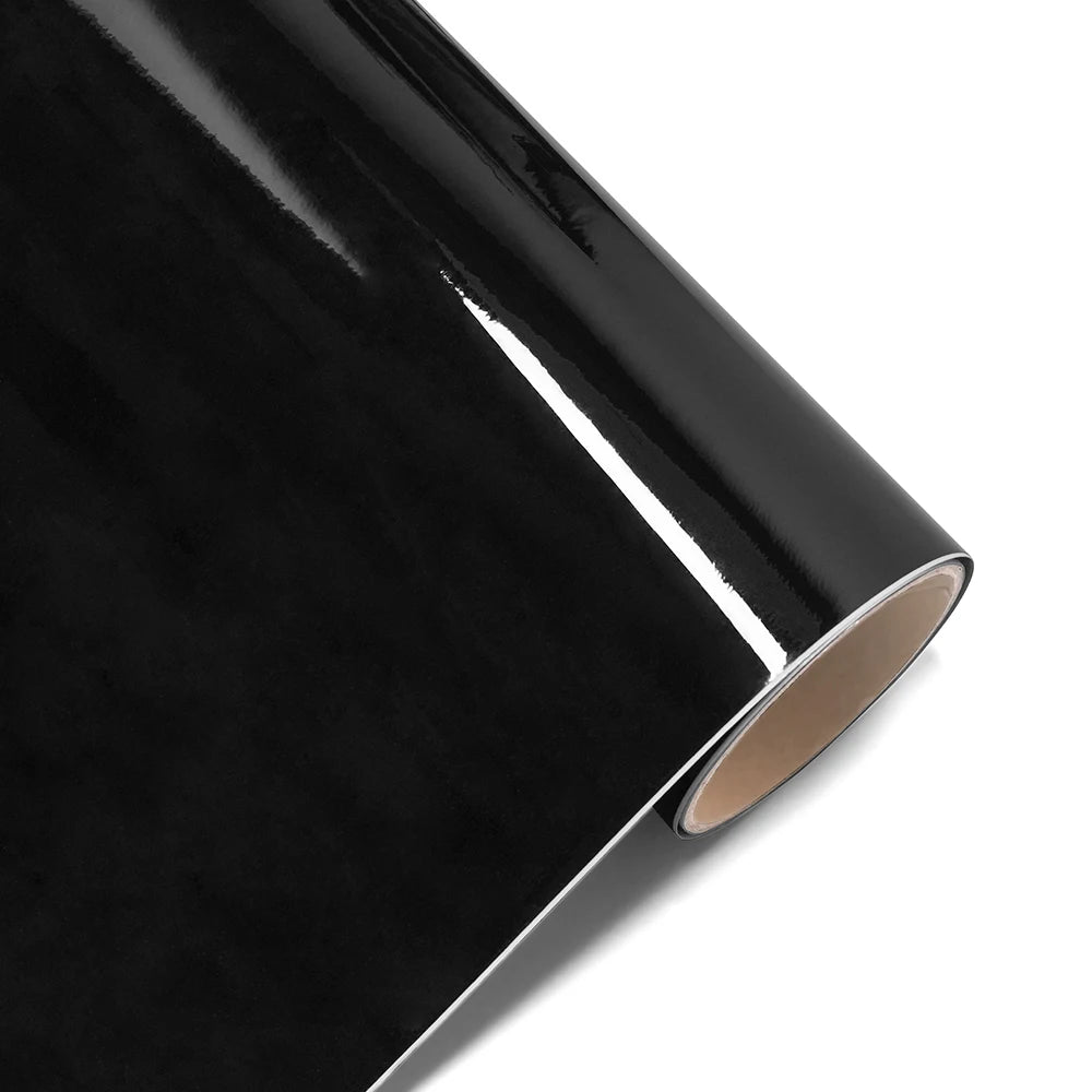 Glossy Black Vinyl Wrap Film Car Wrapping Decal Roll Bubble Free Air Release Vehicle Motocycle Sticker DIY Adhesive Accessories