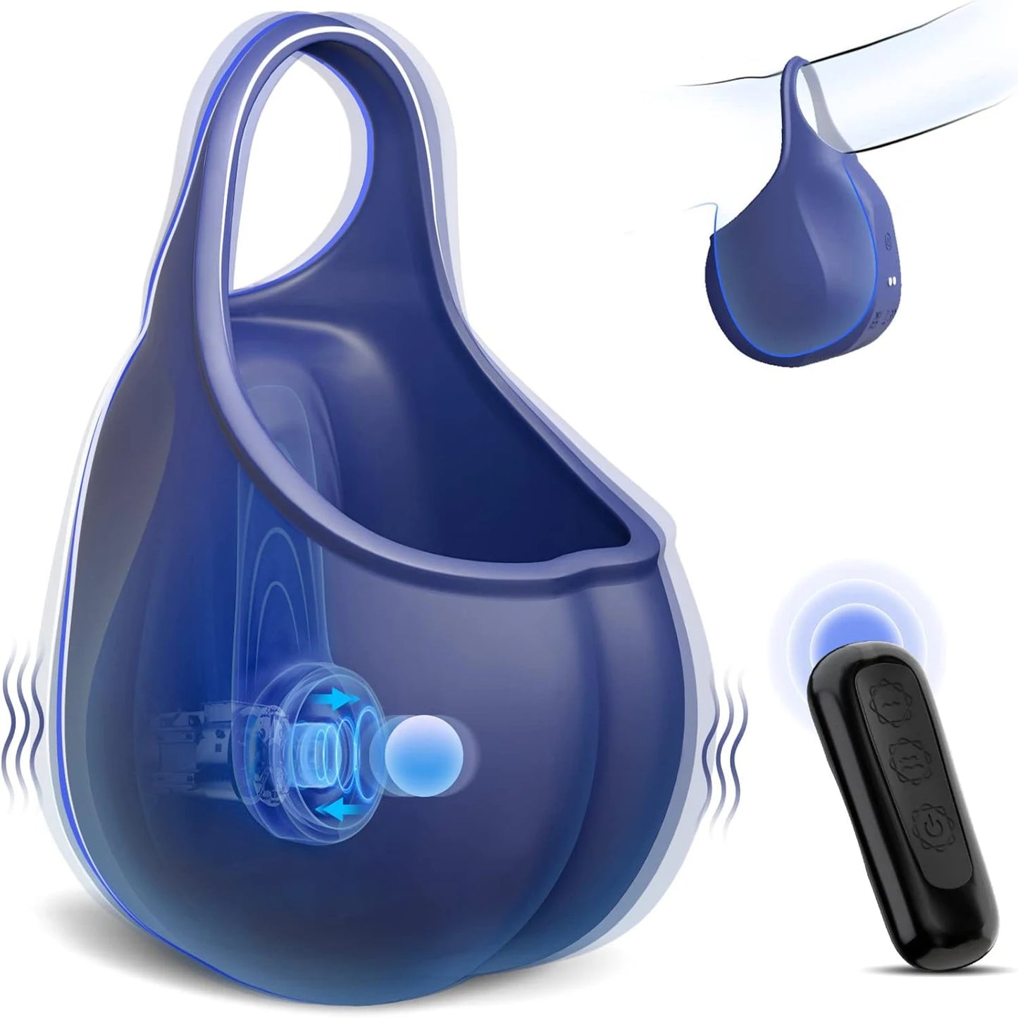 1pc Vibrating Cock Ring With Testis Massager Stimulating Ball Pouch Tapping Pulsating Pouch Vibrating Sleeve Ring Penis And Scro