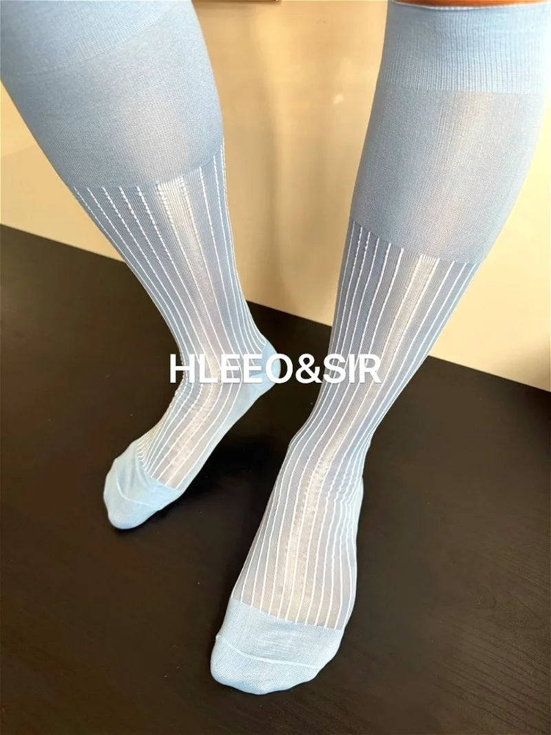 Limited Edition Men's Stockings High Quality Retro Jacquard Nylon Man Dress Socks Fashion Stripe Soft Formal Business Male Hose