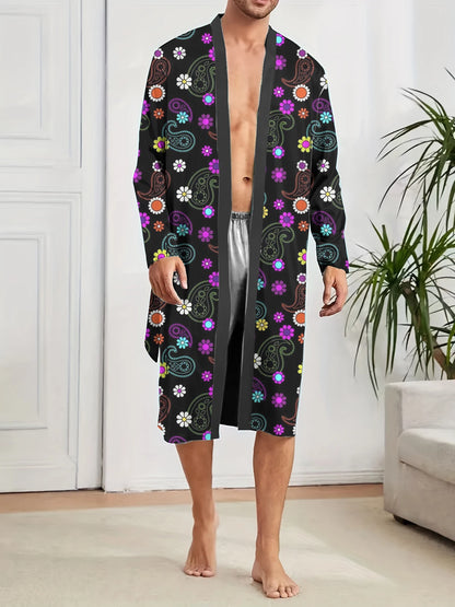 Men's Robe 2025 Spring Sleepwear Bathrobe Men Printing A Must-have for Leisure and Entertainment Autumn Long Robe Funny Pajamas