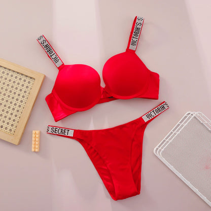 V Lingerie Set Underwear Set Bra Panty Set Women Lace Push Up Bralette Seamless Comfortable Breathable Lingerie Home Wear Set