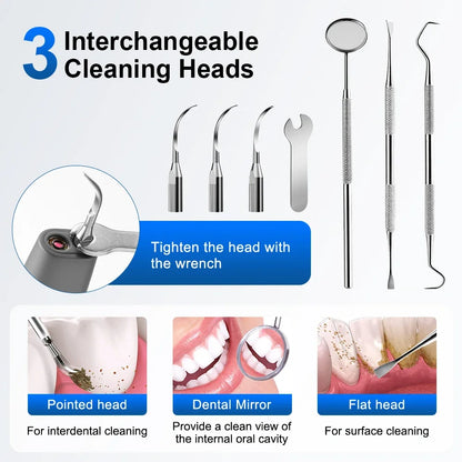 M1 Visible Ultrasonic Teeth Cleaner 5 Modes 500W HD Camera 38KHZ Purple Light Sterilization Electric Tartar Plaque Stain Remover