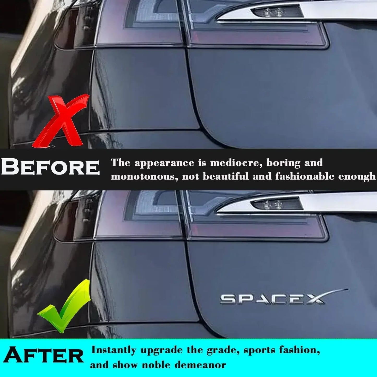 3D ABS Letters Sticker SPACEX For Tesla Rear Tailgate Trunk Emblem Badge Car Stickers Decal for Model 3/Y/X/S