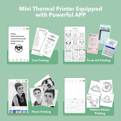 Portable Printer Mini Pocket Wireless Bluetooth Thermal Printers for Android iOS Smartphone  BT Inkless Printing Gift for Kids