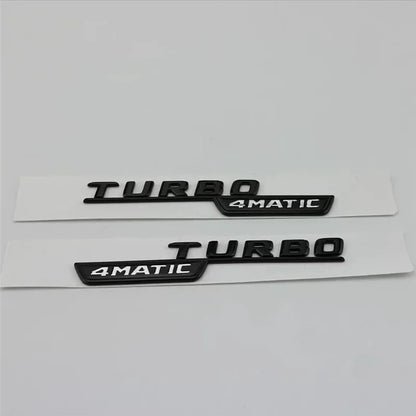 2pcs Car Letters Fender Trim Badge Turbo 4matic Emblem Sticker For Mercedes A45 Cla45 Amg C117 Gla45 Gle53 X247 Accessories