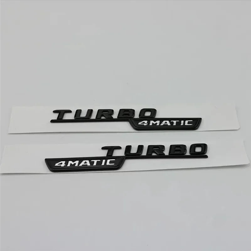 2pcs Car Letters Fender Trim Badge Turbo 4matic Emblem Sticker For Mercedes A45 Cla45 Amg C117 Gla45 Gle53 X247 Accessories