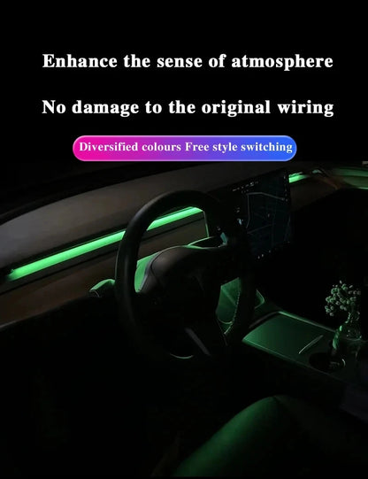 For Tesla Model 3 Model Y Car Ambient Light 60 Seconds Automatic OFF Module With USB Expansion Dock RGB APP Dashboard Lighting