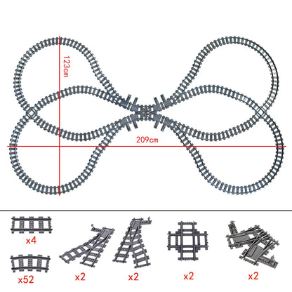 City Trains Flexible Tracks Forked Straight Curved Rails Switch Building Block Bricks High-Tech Creative Toys for kids gifts
