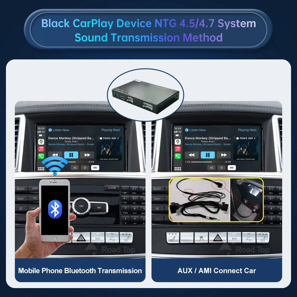 Road Top Wireless CarPlay Android Auto for Mercedes Benz ML GL W166 X166 2012-2015, with Mirror Link AirPlay Car Play Functions