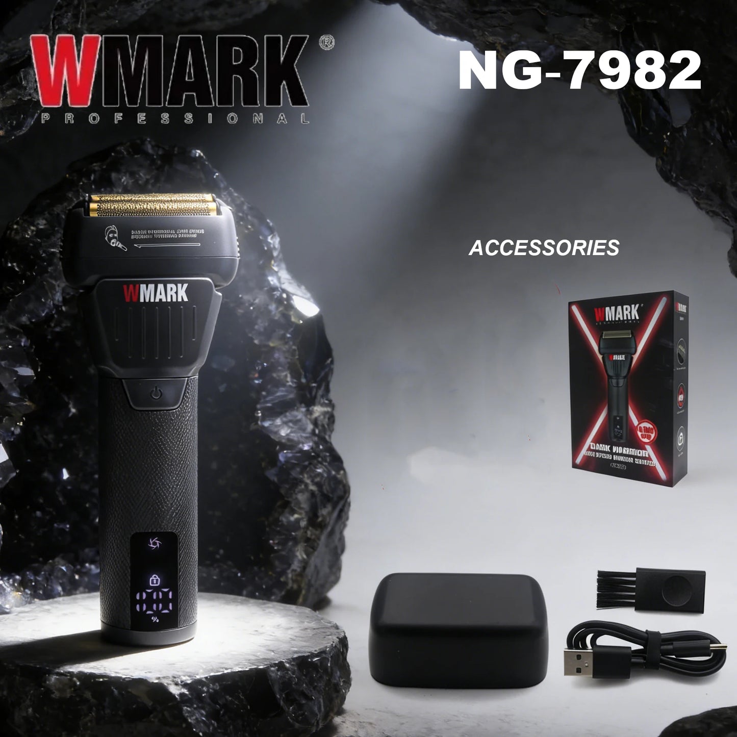 WMARK Shaver Professional Titanium Foil Rechargeable IPx6 Beard Trimmer 9000RPM Aluminum Housing Shaving Machine for Men NG-7982