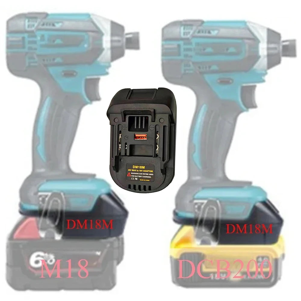 DM18M Adapter USB Charging Socket For Dewalt 20V For Milwaukee For M18 18V Lithium Batteries For Makita 18V For LXT Machines