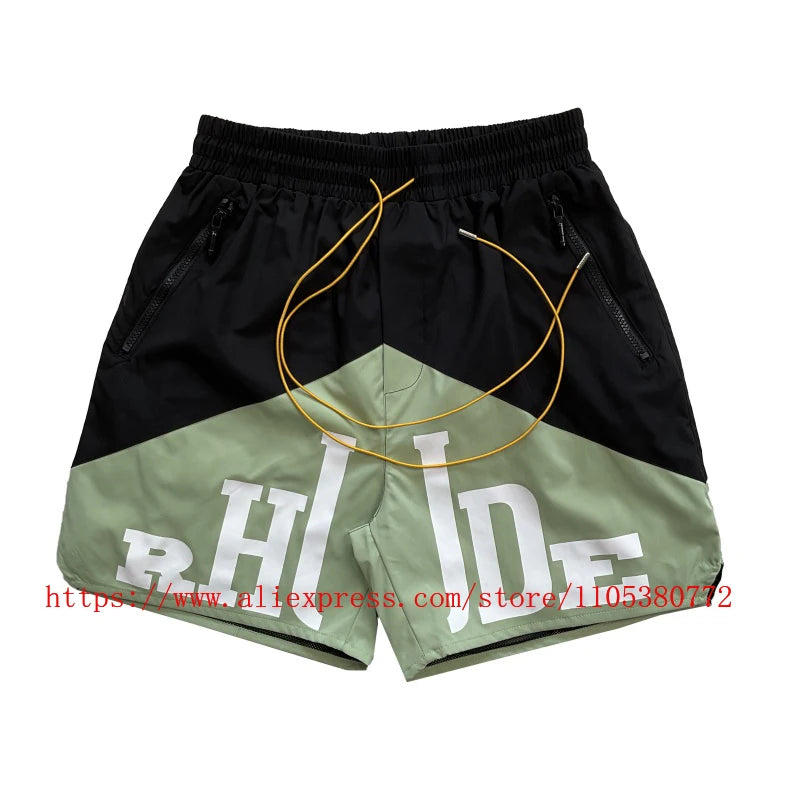 New Arrival RHUDE Print Casual Shorts Loose Street Shorts with Pockets Men's High Quality Shorts