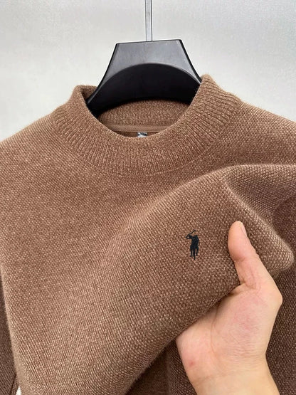 High end designer's new men's round neck fashion brand Paul Pony embroidery luxurious winter plush thick warm knitted pullover