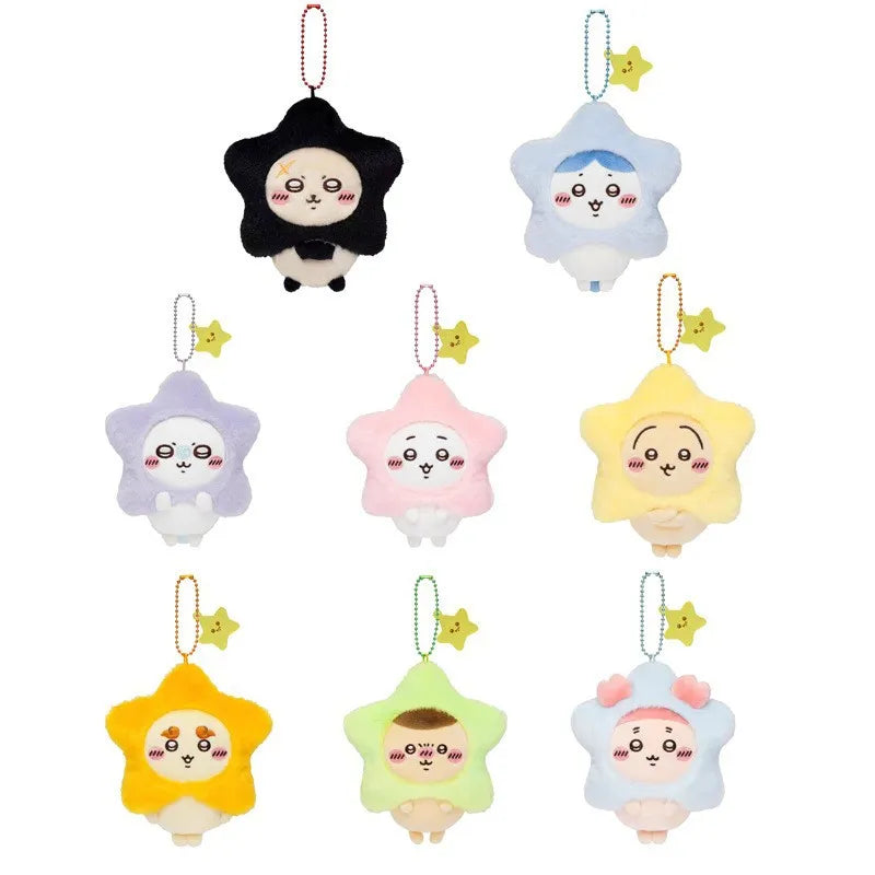 Jhiikawas Wish Star Series Plush Keychain Cute Usagi Hachiware Jiikawa & Friends Anime Pendant, Kawaii Bag Charm for Fans