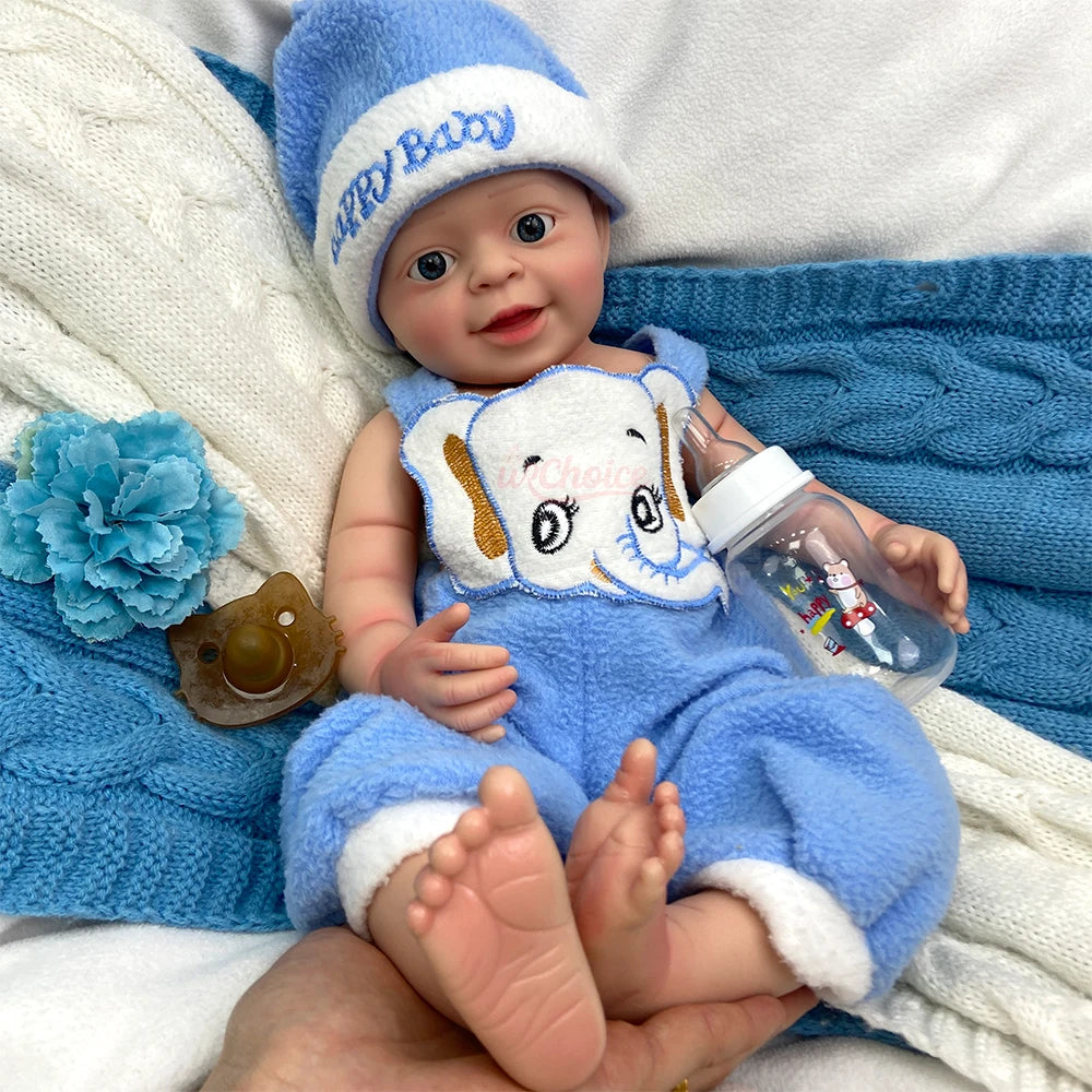 18Inch Dark Skin Full Body Silicone Reborn Baby Realistic Newborn Boy Weighted Lifelike Doll Anatomically Correct for Kids Toy