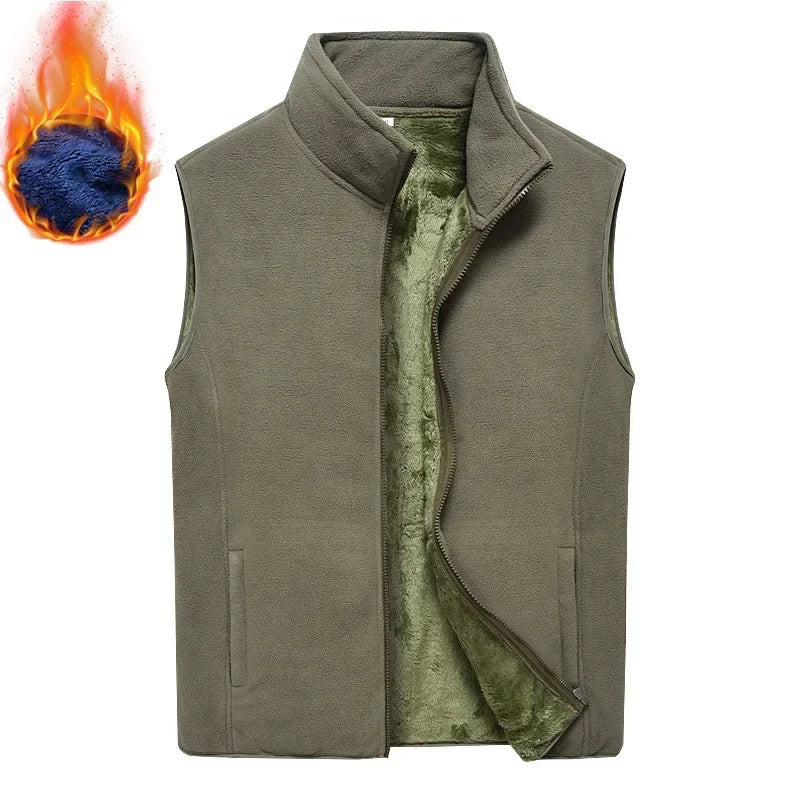 Mens Winter Sleeveless Jacket Thermal Fleece Vest Male Coat Lightweight Padded Vest Thick Working Casual Vests For Man Clothes