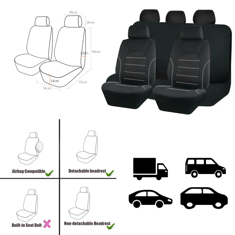 AUTOKING Universal  Car Seat Cover Set Car Accessories Interior for Women Man Fit for Most Car SUV Truck Van Seat Protector
