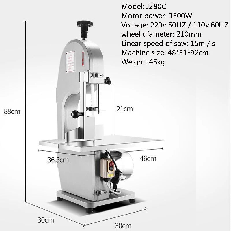 Stainless Steel Saw Bone Machine Commercial Electric Cutter Multi-function Frozen Meat Fish Ribs Slicers Cutting Machine