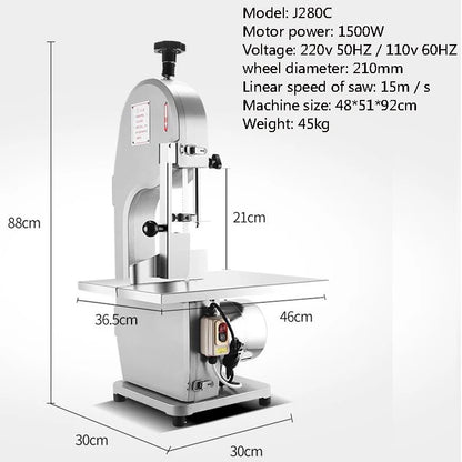 Stainless Steel Saw Bone Machine Commercial Electric Cutter Multi-function Frozen Meat Fish Ribs Slicers Cutting Machine