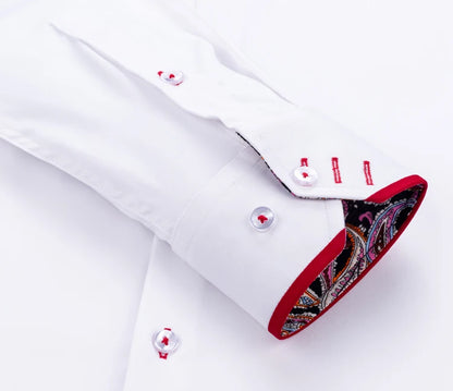 2025 Spring/Fall Men's Slim Fit Long Sleeve Shirts Free Iron Chinese Double Collar Trend White Fashion Business Casual Shirt