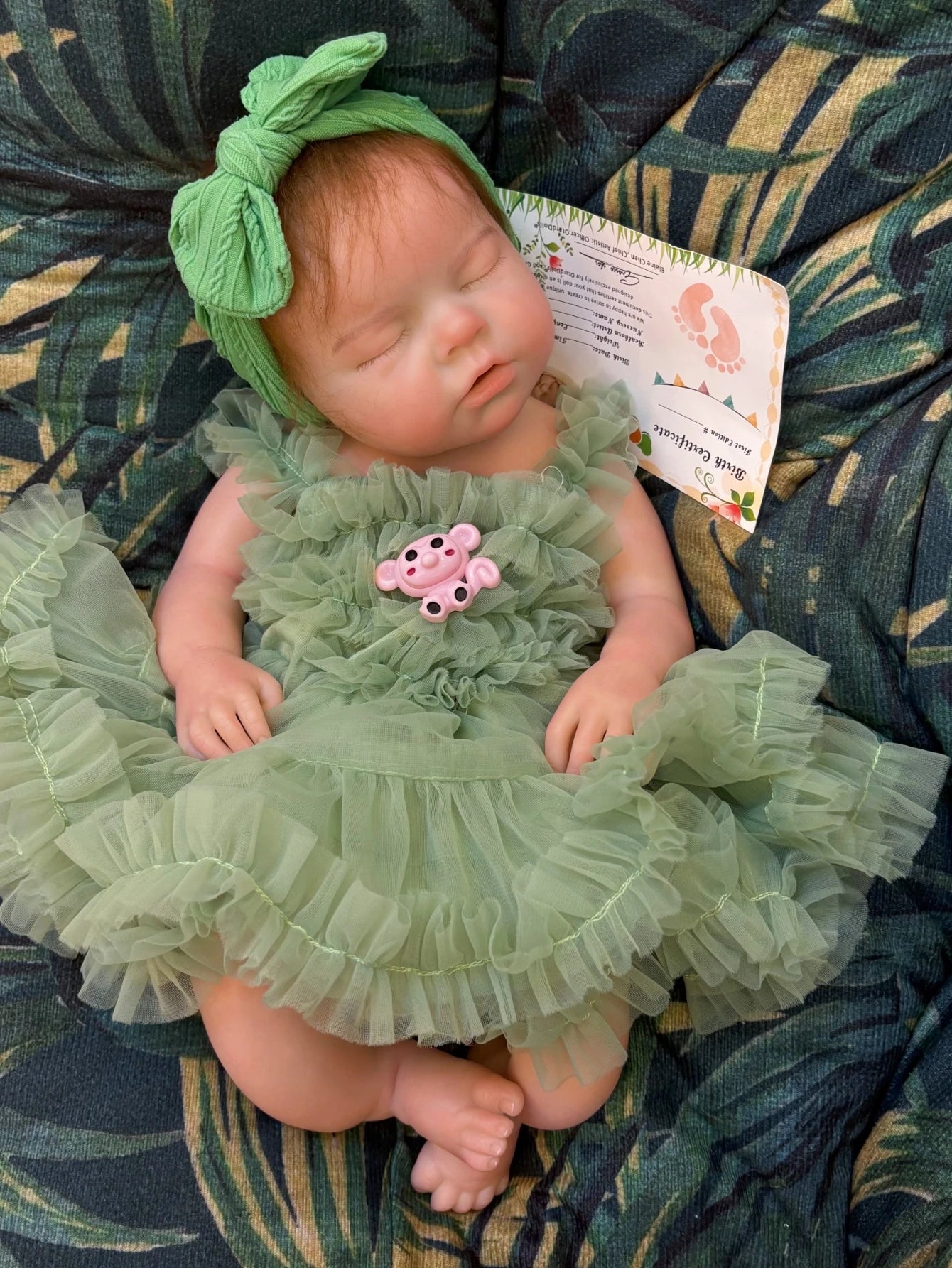 20 Inch Silicone Reborn Baby Doll Handmade Lifelike Silicone Girl with Rooted Mohair Simulated Asleep Toddler Collectible Gift