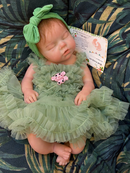 20 Inch Silicone Reborn Baby Doll Handmade Lifelike Silicone Girl with Rooted Mohair Simulated Asleep Toddler Collectible Gift