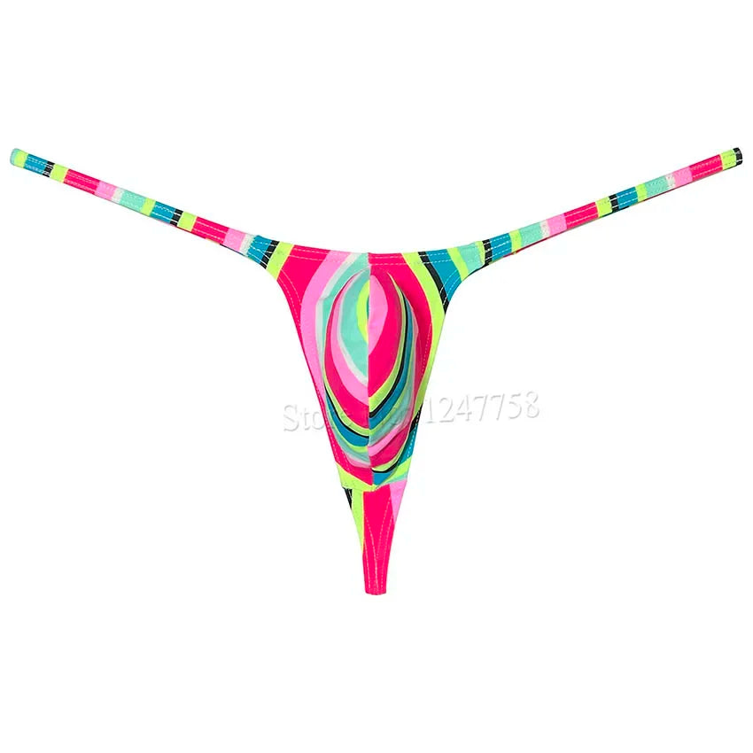 Men's String T-back Bikini Underwear Enhancing Unisex Micro Panties Male Tiny Slip Bulge Beach Thong