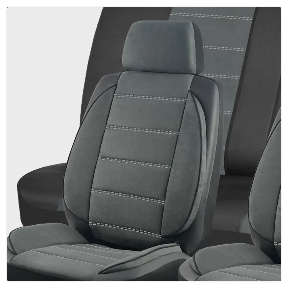 AUTOKING Universal Car Seat Covers Side Stereo Modeling Leather Fluff Car Seat Covers Fit For Most Car Accessories Interior