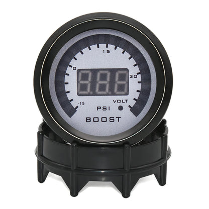 2" 52mm Auto Car Gauge Turbo Boost Gauge -1-3BAR/-15-45PSI Turbo Boost Meter with Sensor BAR PSI for Universal Gasoline Car 12V