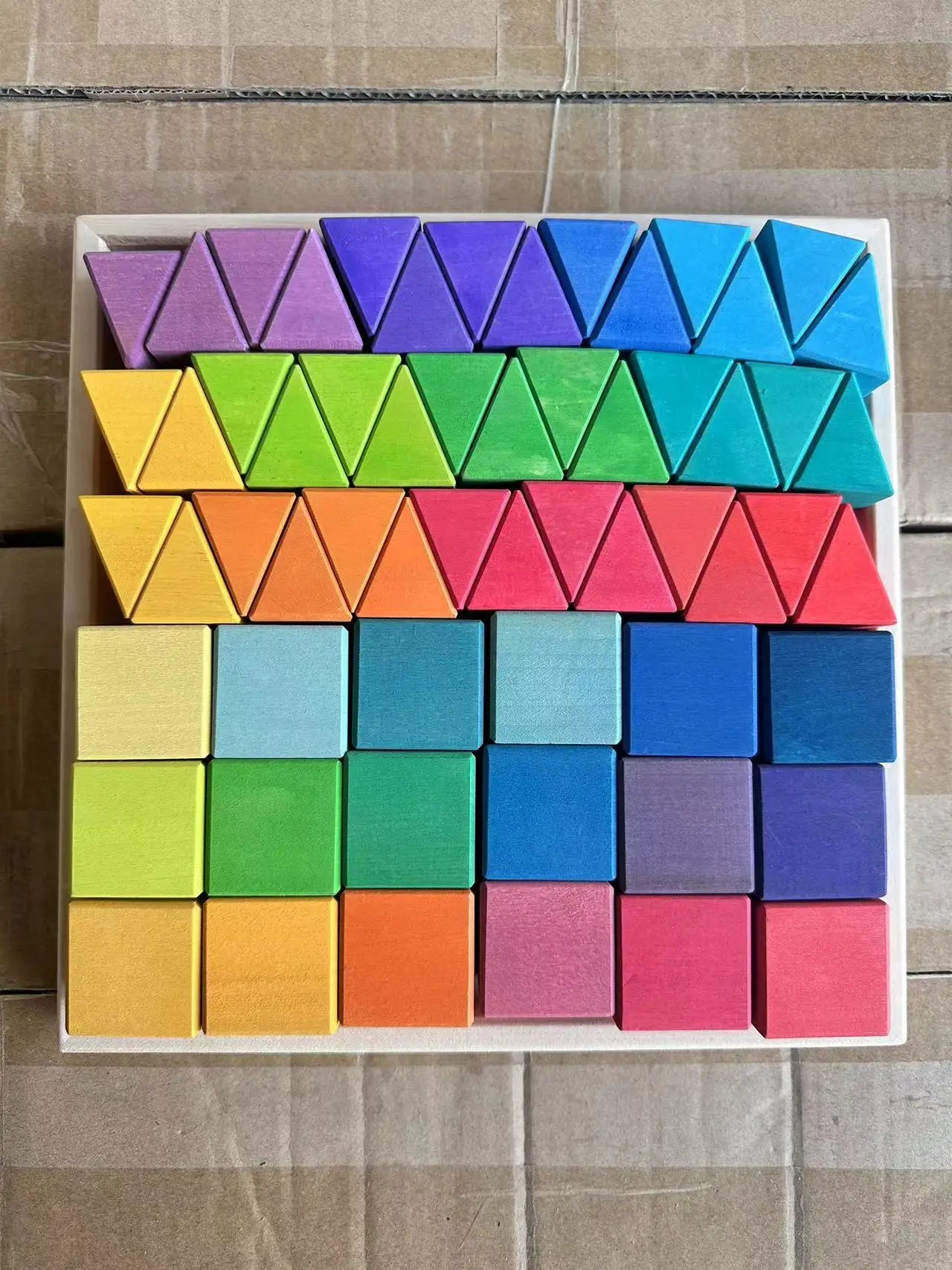 Big size Wooden  Blocks Lime Rainbow  Building Stacking Castel Step Shape Cubes Corner Stones for Kids Creative Play