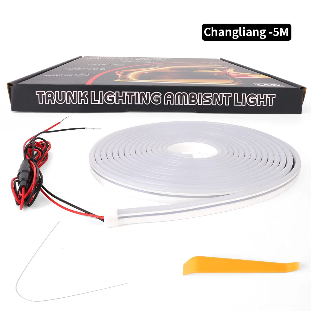 Car High Brightness Trunk Lighting Ambient Light Super Bright Interior Decoration Car Trunk Universal Silicone COB Light Strip