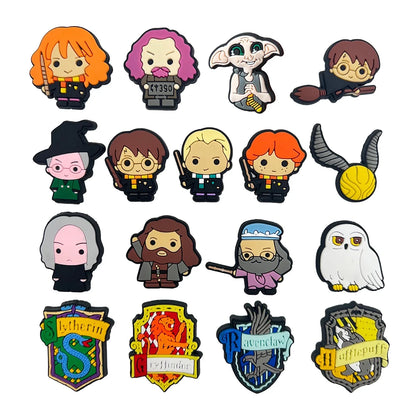 17-100Pcs Hot Toys Harry Potter Shoe Charms Accessories DIY Cartoon Clog Sandal Shoes Decoration Buckle Kids Party Gifts